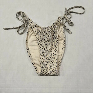 Xhilaration String Bikini Bottom Cream Black Dots Micro Animal Print Size Medium